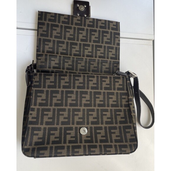 VTG RARE FENDI Zucca Pattern Shoulder Bag Hand Bag Mamma Baguette 71-15980-001 - Picture 5 of 16
